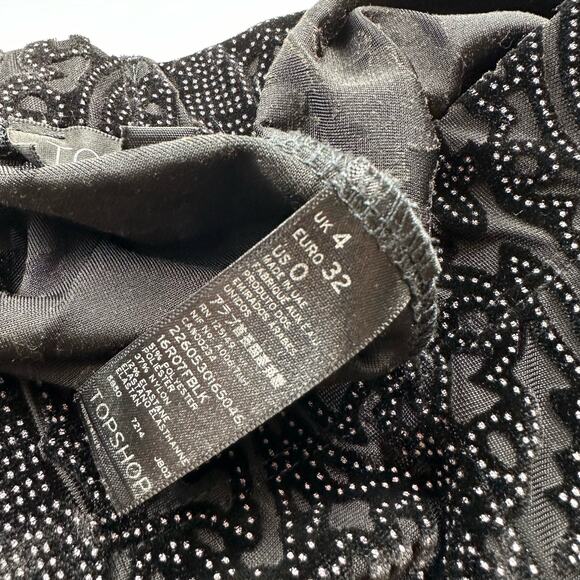 TopShop Burn Out Velvet Black Leggings Sheer Paisley Pattern Size 0 - Picture 7 of 10